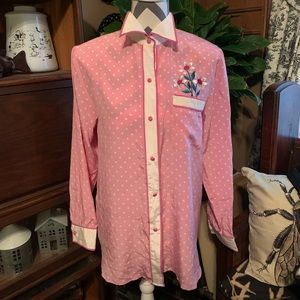 SHOP CLOSING!!  1990’s Bob Mackie wearable art 100% silk blouse size small